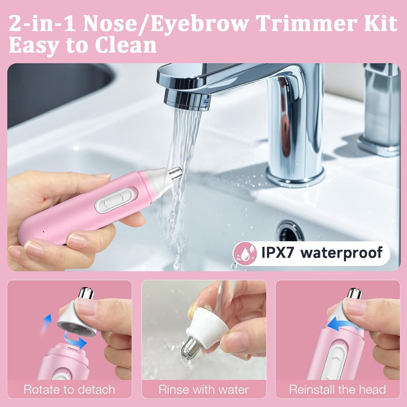 [Australia] - Nose hair trimmer nose hair trimmer women's USB eyebrow razor: iFanzeTech pain-free ear nose trimmer | Nose razor women and eyebrow trimmer women Light Red 