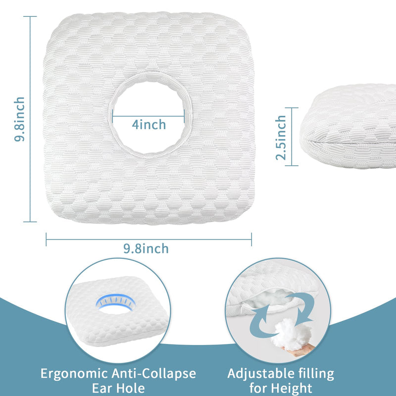 [Australia] - Ear Piercing Pillow for Side Sleepers with Hole for Ear Pain CNH Inflammation, Relief Sleeping Pressure Pain, Cooling and Breath Guard Pillow, Grey 