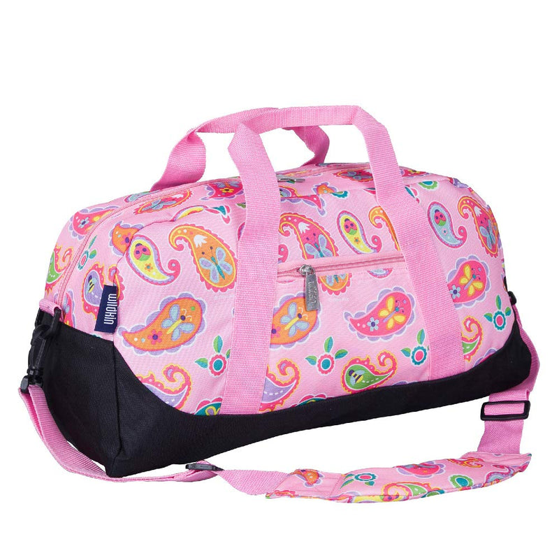 Wildkin Overnighter Duffel Bag and Go Fish! Card Game Bundle: Dive into Fun - Playful Adventures Packed and Ready to Go (Paisley)