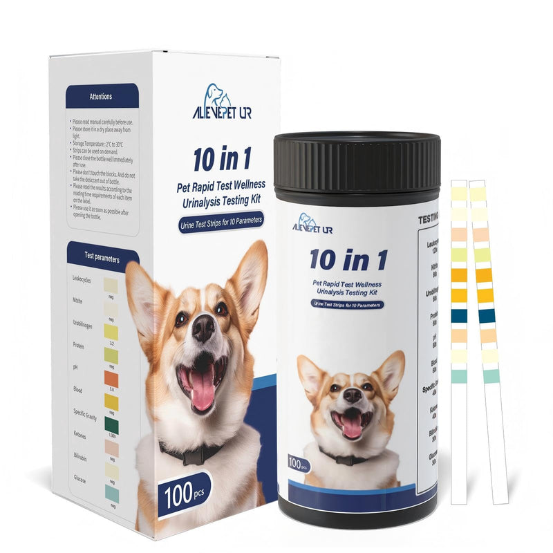 [Australia] - Cat & Dog Urine Test Strips 10-Parameter 100ct, Diabetes Testing, Blood Ketone Testing UTI Test Kit, Glucose, Nitrite, Specific Gravity, pH, Protein, Leukocycles & More.1 Pack 1 Count (Pack of 100) 