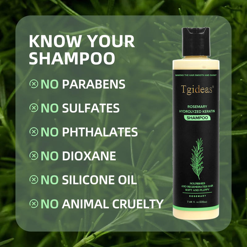 Rosemary Biotin Volumizing Shampoo for Thinning Hair, 7.4 Fl Oz | Keratin Strengthening, Helps Boost Volume, Reduce Breakage, Nourishes Scalp, Color-Treated Hair Safe Vegan, Gentle Daily Care Shampoo*1(7.4 Fl Oz)