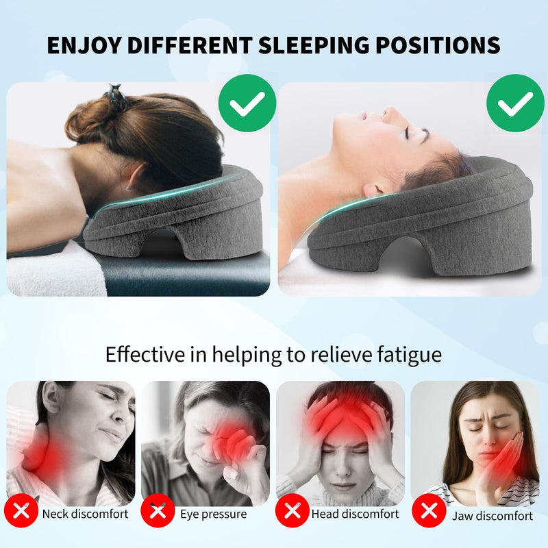 [Australia] - Face Down Pillow Massage Headrest for Bed, Stomach Sleeping Pillow, Face Cradle, BBL Pillow After Surgery Post Eye Surgery Recovery Equipment for Massage Tables,Piercing Pillows Removable Cover Black 
