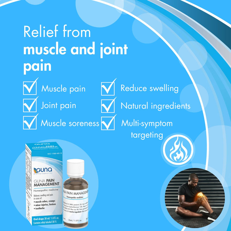Guna Pain Management Relieves Muscle Pain, Muscle Soreness, Joint Pain, Swelling from Injuries & Bruises - 1 Ounce