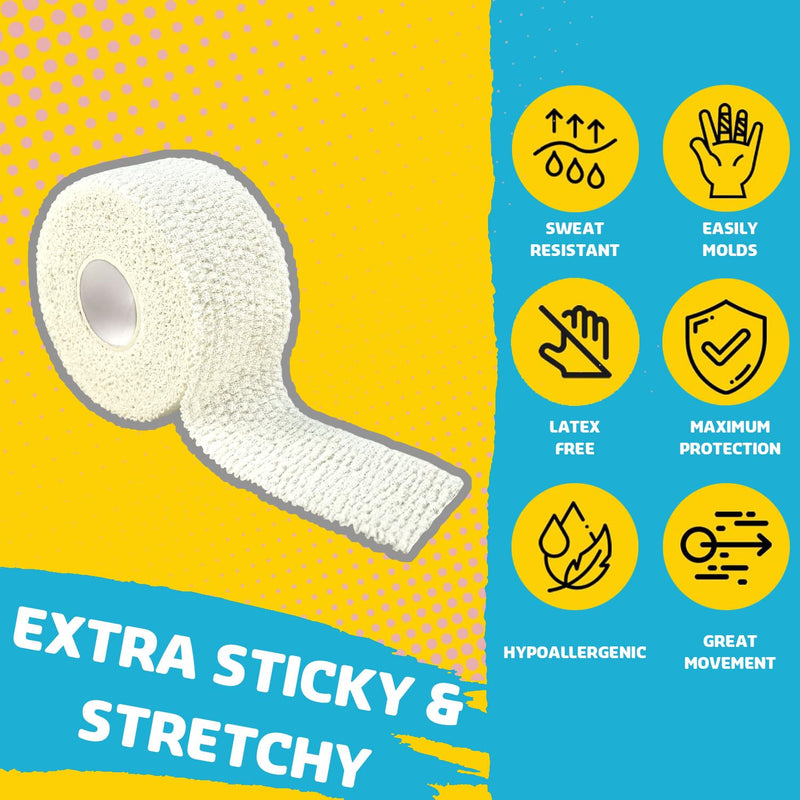 Athletic Grip Tape - Weightlifting Thumb Tape, Hook Grip Tape 4-Pack for Powerlifting, Cross Training (1.5in x23ft White) 4 rolls