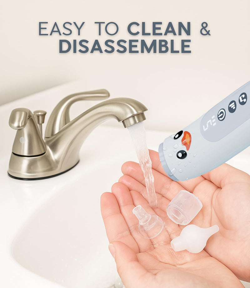 [Australia] - Nasal Aspirator for Baby Electric Nose Cleaner and Booger Sucker with LED Light and Music, Gentle Suction for Stuffy Nose, 5 Levels, USB-C Rechargeable, BPA-Free Silicone Tips, Easy to Clean 