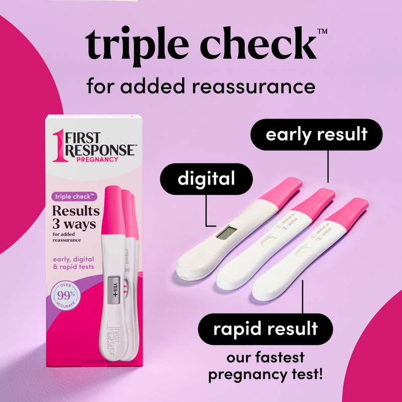 First Response Triple Check Pregnancy Test 3 ct. | Early Result Test, Digital Pregnancy Test, Rapid Result Test, Over 99% Accurate*
