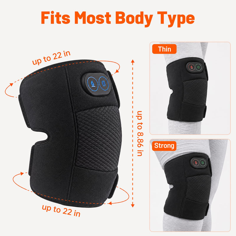 Knee Massager, Cordless Knee Heating Pad for Knee Pain Relief, Heated Knee Brace with Heat and Vibration Massage 30 Minutes Auto-off, Gifts for Seniors Women Men(Single)