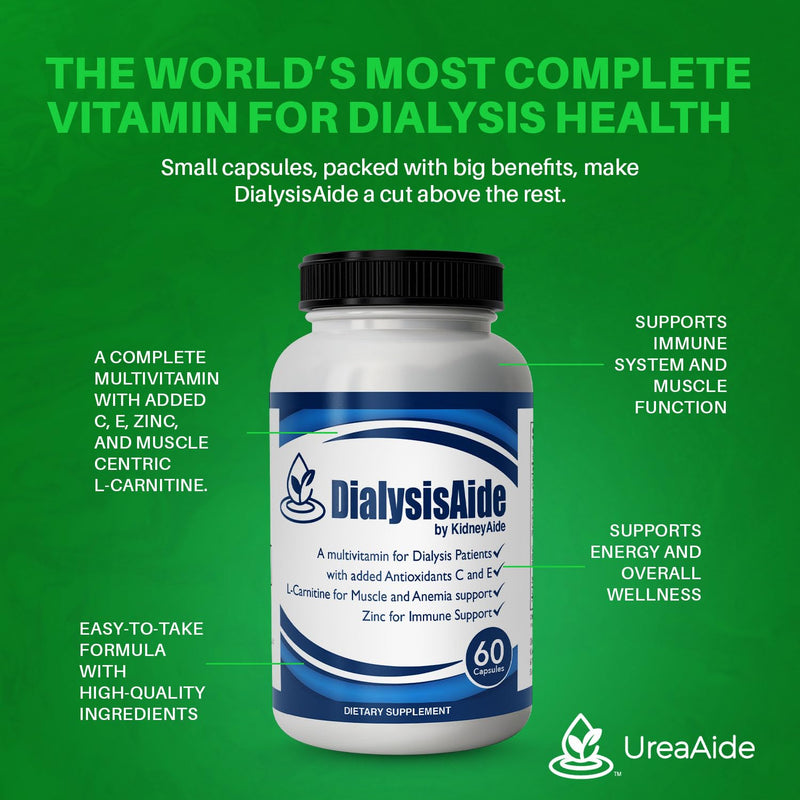 Renal Replacement Therapy Complete Multi Vitamin - 60 Capsules, 30 Day Supply, B-Complex, Antioxidant Vitamin C& E, L-Carnitine & Zinc Immune, Skin, Red Cell, & Muscle Health Support Kidney Supplement