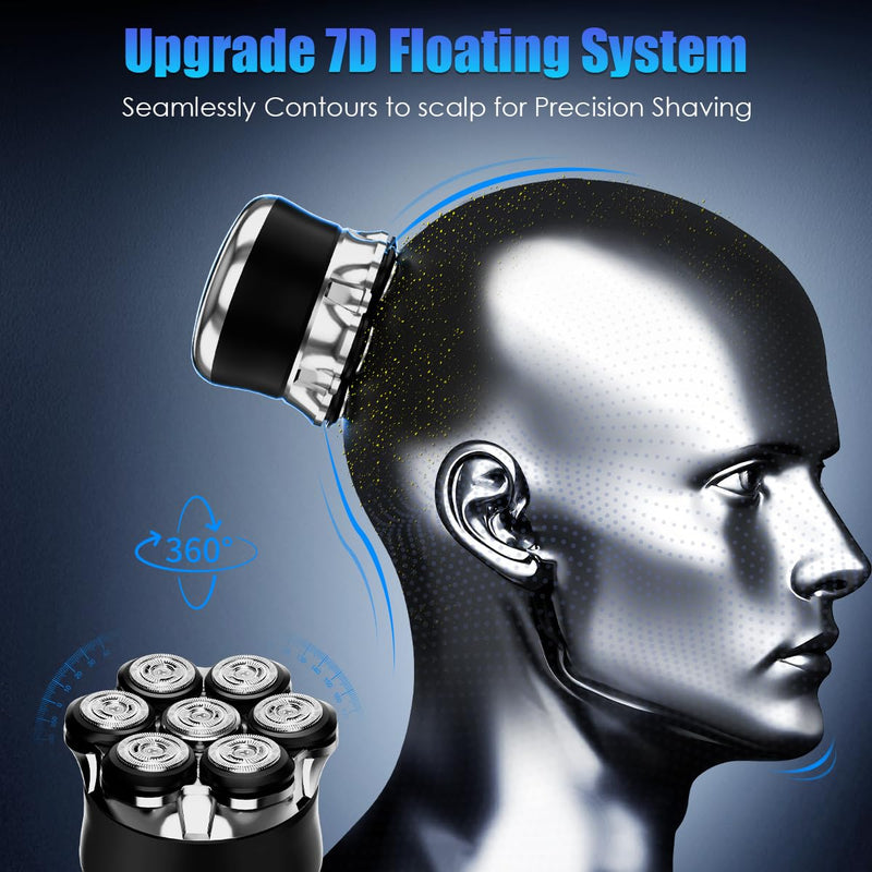 [Australia] - Head Shavers for Bald Men – Bald Head Shavers for Men, 7D Rotary Blades Electric Razor, Waterproof, Cordless USB-C Fast Charging with LED Display 