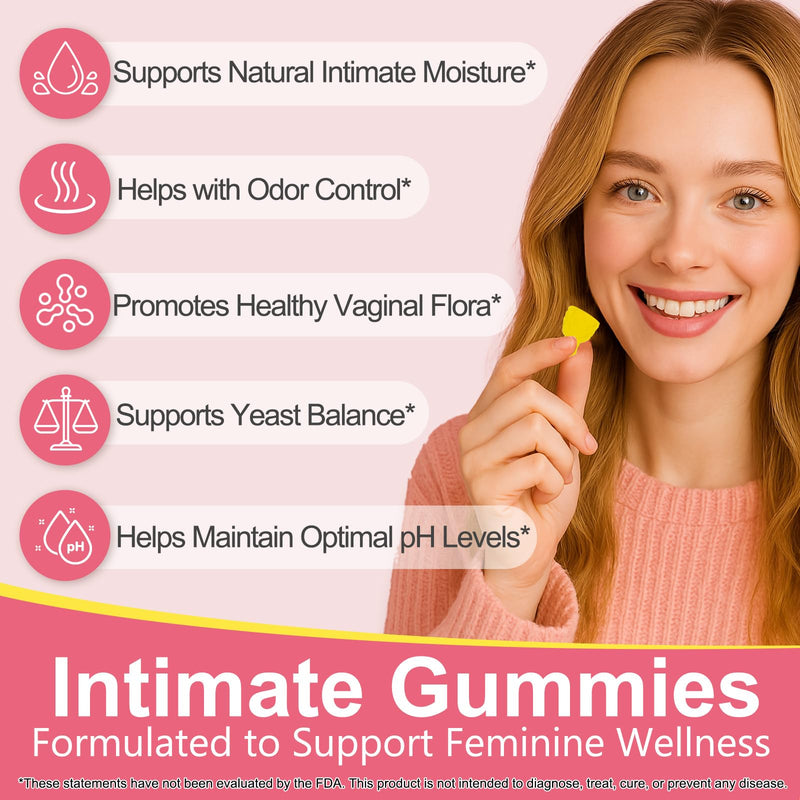 Women Probiotic Gummies, Vaginal Probiotics for Women, Feminine Balance Gummies, ph Balance for Women, Improve Odor, Promotion of Women's Health, Boost immunity,Vegan,Natural Pineapple Flavor,60 Count