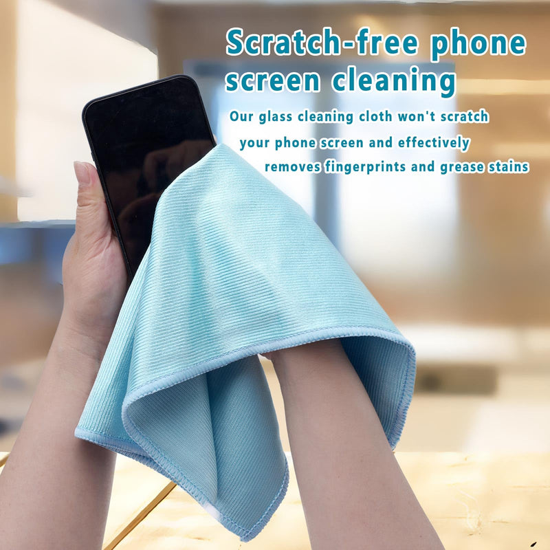 [Australia] - 6 Pack Glass Cleaning Cloth Microfiber Cleaning Cloth for Window Eveglass Jewelry Lens (Blue) Blue 