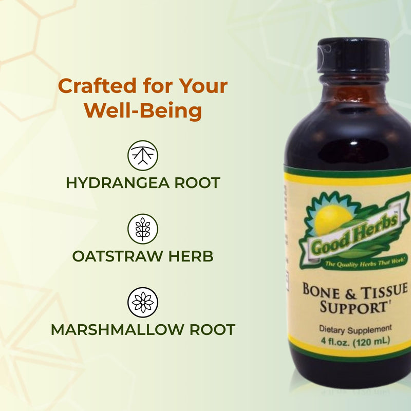 [Australia] - Youngevity Bone and Tissue Support - Organic & Wild Crafted Herbs - White Oak Bark, Skullcap, Oatstraw, Hydrangea, Marshmallow, Mullein, Wormwood, Lobelia - Good Herbs - (4 Fl Oz) 
