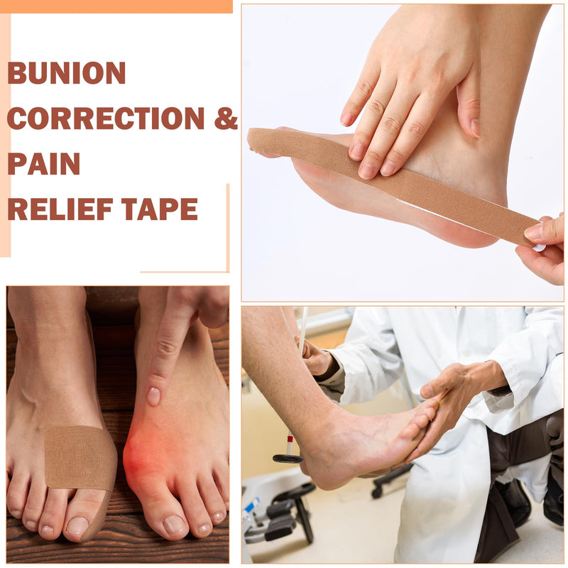 [Australia] - 200 Pcs Toe Bunion Pain Relief Tape Pre Cut Bunion Kinesiology Tape Bunion Support Bunion Correction and Pain Relief Tape Big Toe Sprains Anti Sensitive and Waterproof for Women and Men 