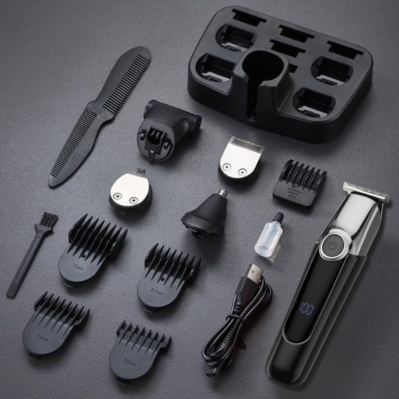 [Australia] - Beard Trimmer for Men, 5 in 1 Electric Razor for Men, Cordless Hair Clippers, Waterproof Grooming Kit for Shaving Face, Mustache, Body, Ear, Nose Hair Trimmer, Black 