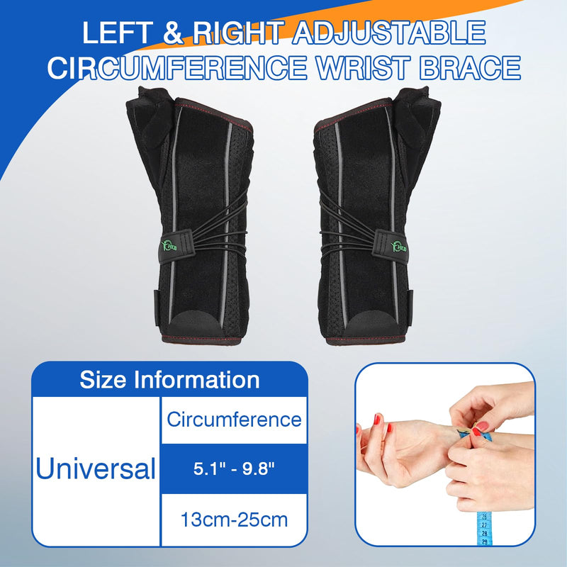 [Australia] - Wrist Brace with Thumb Support - Carpal Tunnel Day Night Brace for Men & Women, Adjustable Thumb Spica Splint for Left or Right Hand, for De Quervain's, Tendonitis, Arthritis Pain Relief (Black, One Size, Left Hand) 