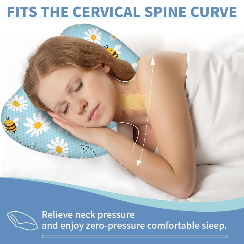 Ear Piercing Pillow with Ear Hole for Side Sleeper Relief Ear Pain,Cotton and Polyester Ear Pillows,Washable Ear Guard Pillow Bee 17.5"x12.6"