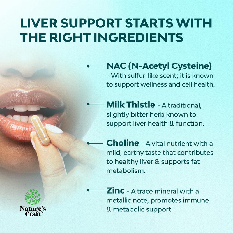 [Australia] - Liver Support NAC Supplement with Milk Thistle for Liver Cleanse Detox & Repair - N Acetyl Cysteine Supplement for Liver Cleanse with Turmeric, Choline, Dandelion & L-Glutathione - 60 Caps 60 Count (Pack of 1) 