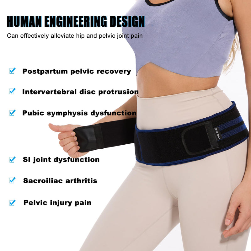 Sacroiliac SI Joint Belt - Lower Back Brace for Men and Women,Hip Braces for Pain Relief,Pelvic Support Belt for Sciatica Pelvis Lumbar(Large,Hip circumference45-54") Large Black