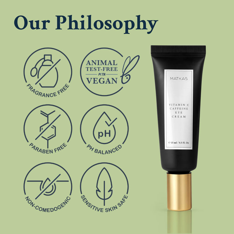 Korean Vitamin C Under Eye Brightener for Dark Circles 0.5 Floz. | Under Eye Brightener with Caffeine for Puffiness and Bags, Hydrating Vitamin C and Caffeine Eye Cream for Dark Circles