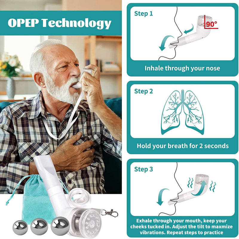 [Australia] - BOKANG Flutter Valve Breathing Exercise Device for Lungs, Breathing Trainer, Flutter Valve Device, Equipped 3 Balls, with Lanyard and Storage Bag, Suit for Lung Rehabilitation Clients and Exerciser 
