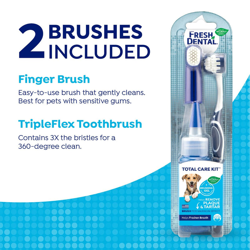 [Australia] - Naturel Promise Fresh Dental Toothbrush and Toothpaste Kit for Dogs, Teeth Cleaning Kit for Plaque & Tartar Removal, Contains Finger Toothbrush, Breath Freshener, Dog Dental Care 