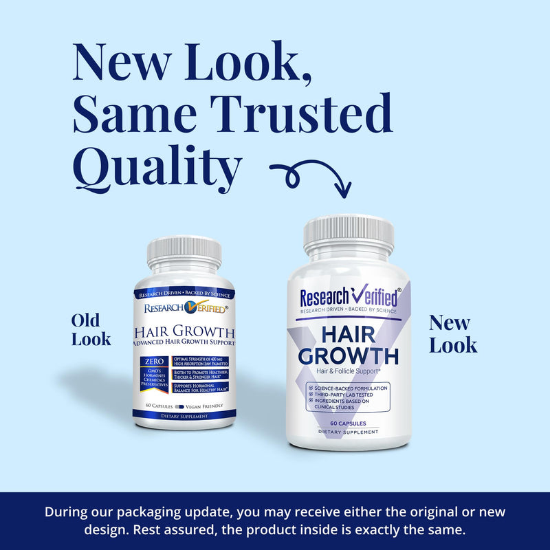 Research Verified Hair Growth Support - with Biotin, DHT Blockers & Vitamins - Hair Growth and Hair Loss Prevention, 1 Bottle (1 Month Supply) 60 Count (Pack of 1)