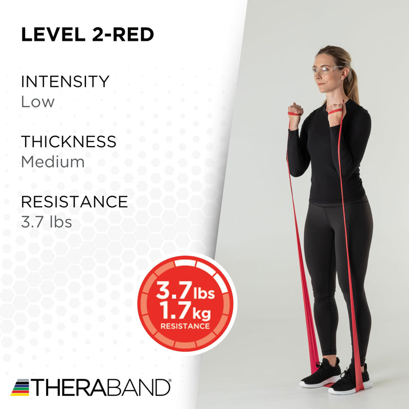 [Australia] - THERABAND Resistance Band 25 Yard Roll, Non-Latex Professional Elastic Stretch Bands for Upper & Lower Body Exercise Workouts, Physical Therapy, Lower Pilates, Flexibility, & Rehab, Dispenser Box Red - Medium 