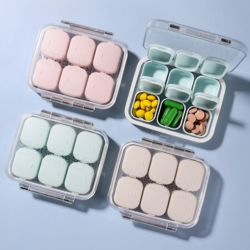 Pill Organizer SOFISO 4/6 Grid Free Assembly Travel Medicine Organizer | 10 Day Pill Organizer Portable Pill Box Waterproof Pill Case Daily Medication Carry Case for Vitamins, Fish Oils, Supplements Pink