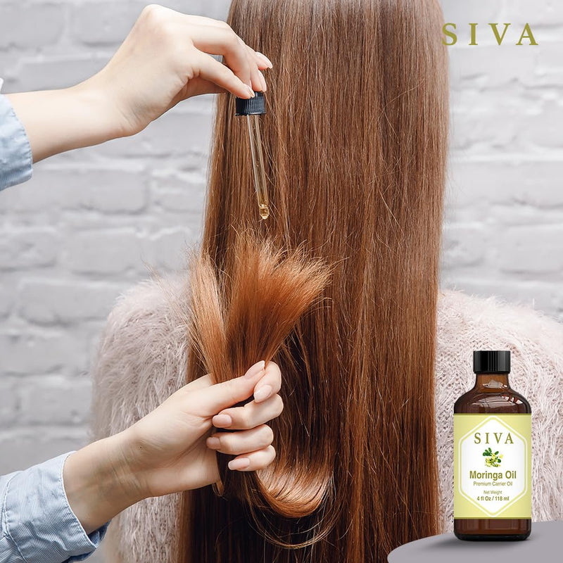 [Australia] - Siva Moringa Carrier Oil 4oz (118 ml) Premium Carrier Oil with Dropper for Skin Care, Hair Care, Scalp Massage & Body Massage 