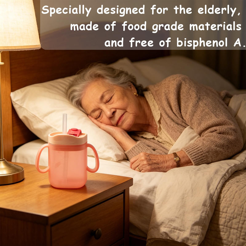 2 Pcs Beakers for Elderly, Non Spill Cups for Elderly, Adult Sippy Cups for The Elderly Non Spill, Drinking Cups for Elderly, Adult Drinking Cup for Elderly, Cups for Elderly People, Drinking Beakers