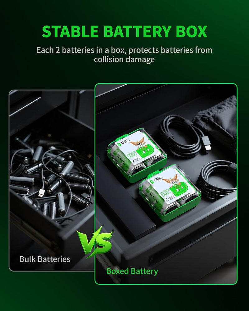 Rechargeable D Cells 10,000mAh 1.2V Ni-MH High Capacity High Rate D Size Battery (4-Counts)