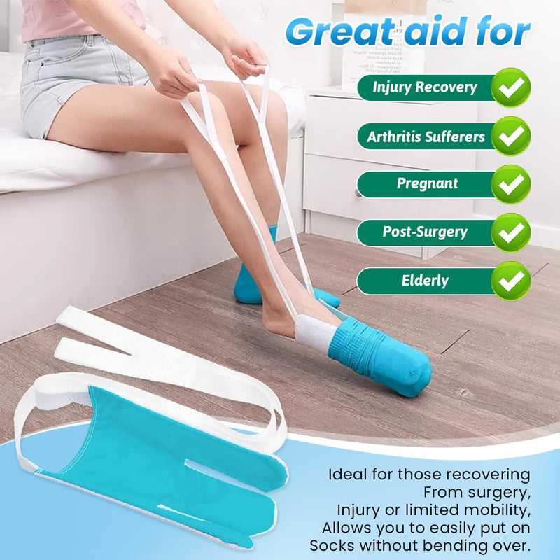 [Australia] - Sock Aid - Sock Aids for Putting On Socks - Sock Aid Device for Putting Socks Easy On and Off for Seniors, Disabled, Pregnant - Sock Helper Aide Tool - Sock Assistant Device (Blue) Blue 