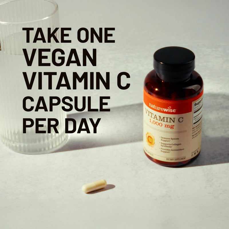 NatureWise Vitamin C 1000mg Capsules - Extra Strength Vegan Vitamin C for Daily Antioxidant & Immune Support - Non-GMO, USA Manufactured - 360 Capsules[360-Day Supply] Unflavored 360 Count (Pack of 1)