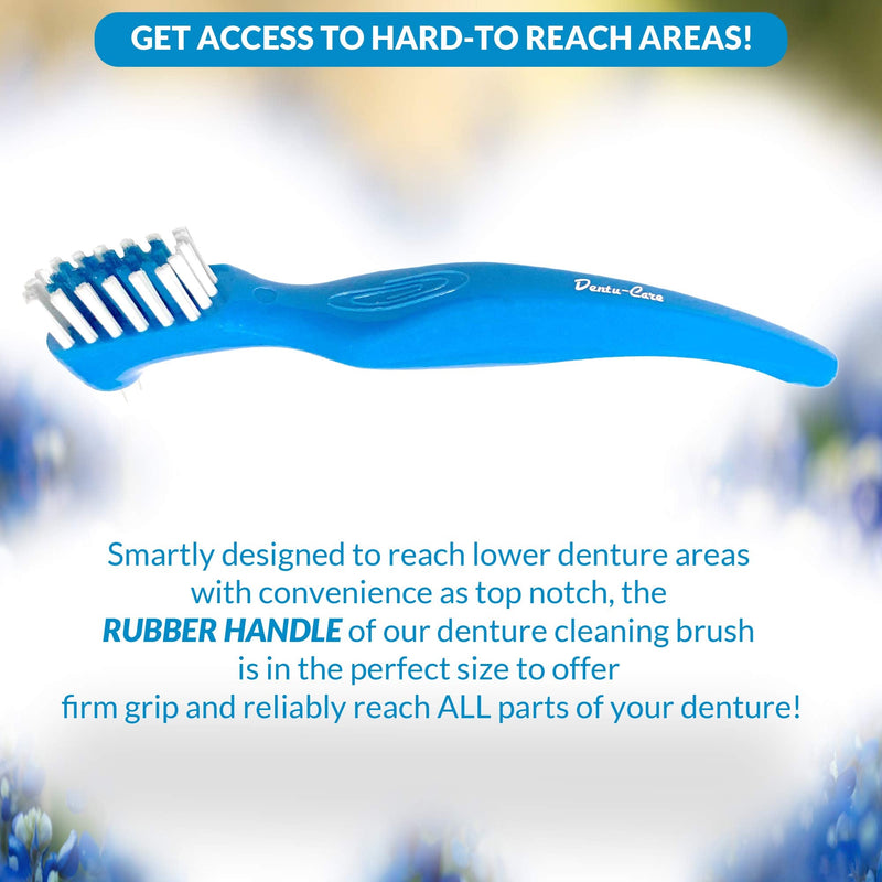Professional Denture Care System - 2 Dual-Head Cleaning Brushes, Plaque Removal Tool & Premium Travel Case - Complete Daily Care Kit for Full & Partial Dentures