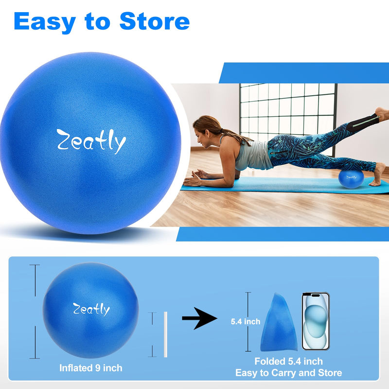 [Australia] - 9 Inch Mini Exercise Ball for Pilates, Yoga, and Core Training, Small Exercise Ball with Pump, Guide for Physical Therapy, Balance, Stability, and Stretching, Ideal for Home land Office Fitness blue 