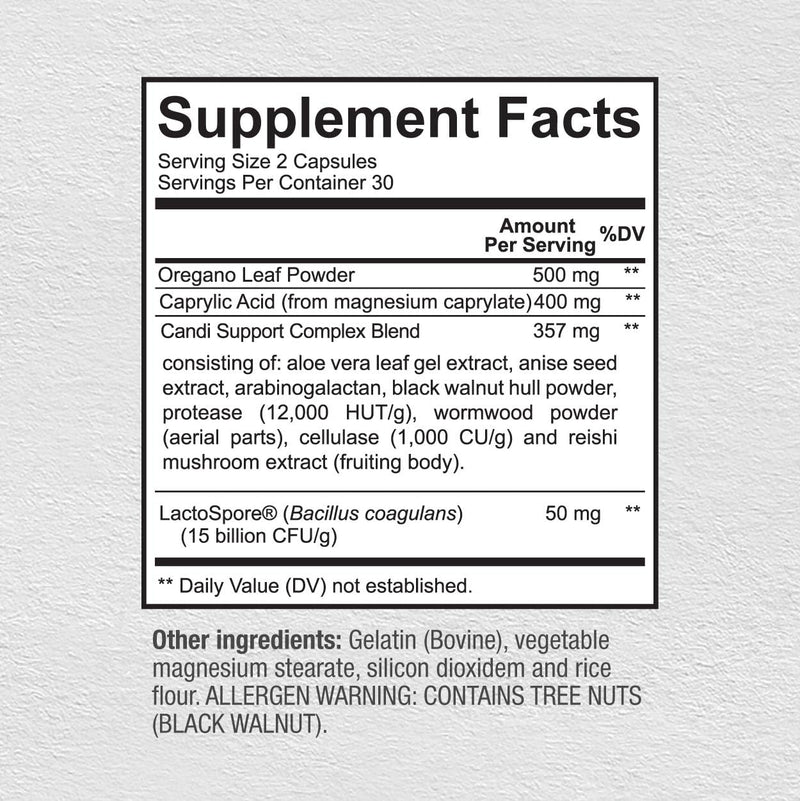 [Australia] - Premium Candida Cleanse Supplement ‚Äì Candida Support Supplement with Oregano, Caprylic Acid, Black Walnut & Probiotics ‚Äì Supports Gut Health, Digestion & Intestinal Flora - 60 Candi Support Capsules 