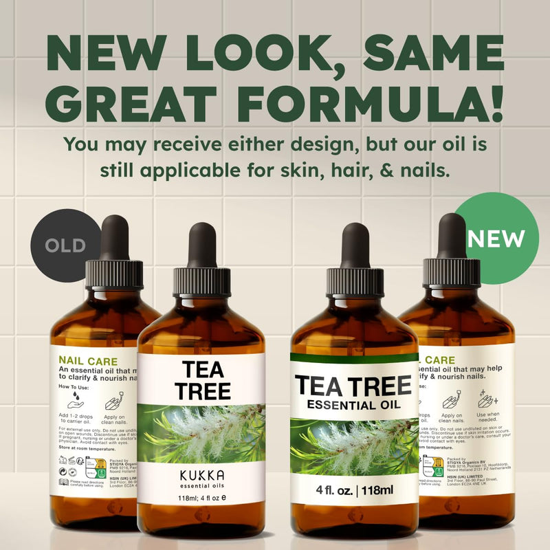 [Australia] - Kukka Essential Oils Tea Tree Oil for Skin, Hair, Nails & Toenails, Aromatherapy - 4 Fl Oz / 118 ml, DIY Soap Making Scents 