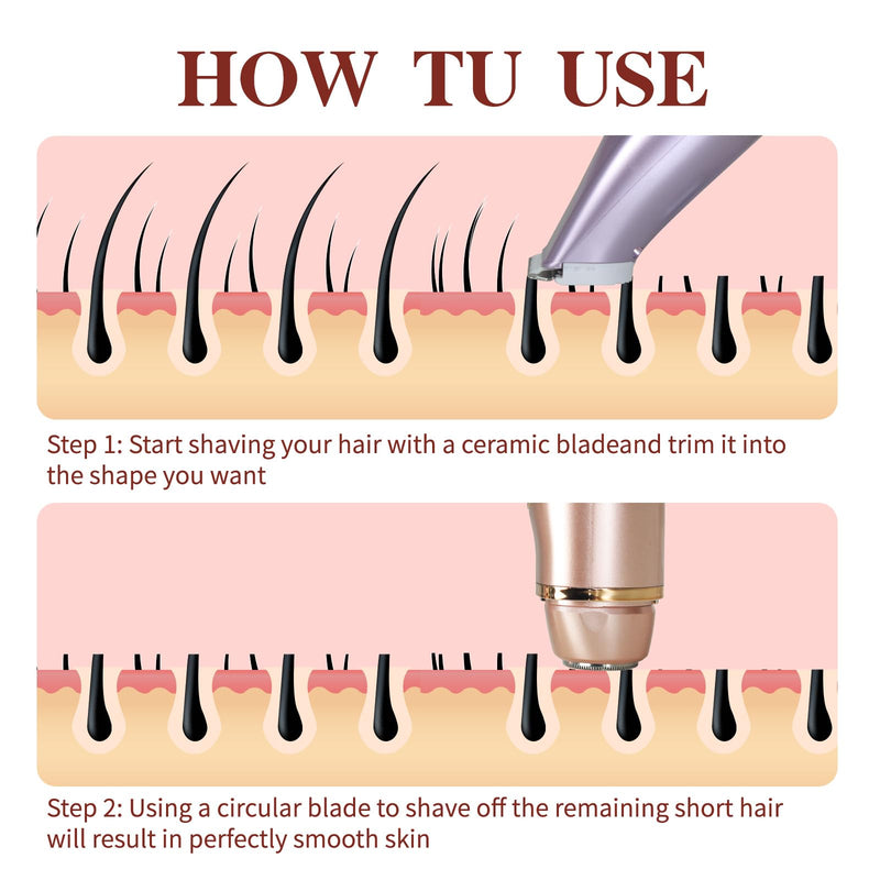 Dual-Head Women's Hair Trimmer – Safe Body, Bikini & Facial Hair Removal, Wet & Dry, USB Rechargeable, Travel-Friendly Personal Grooming Rose Gold