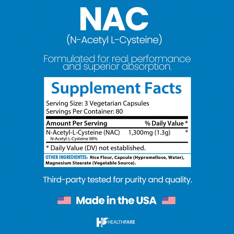 [Australia] - NAC N-Acetyl L-Cysteine Supplement | 1300mg High Potency | 240 Vegan Capsules | Respiratory & Antioxidant Support, Cellular Energy & Liver Support | Non-GMO, Gluten-Free, Made in USA 