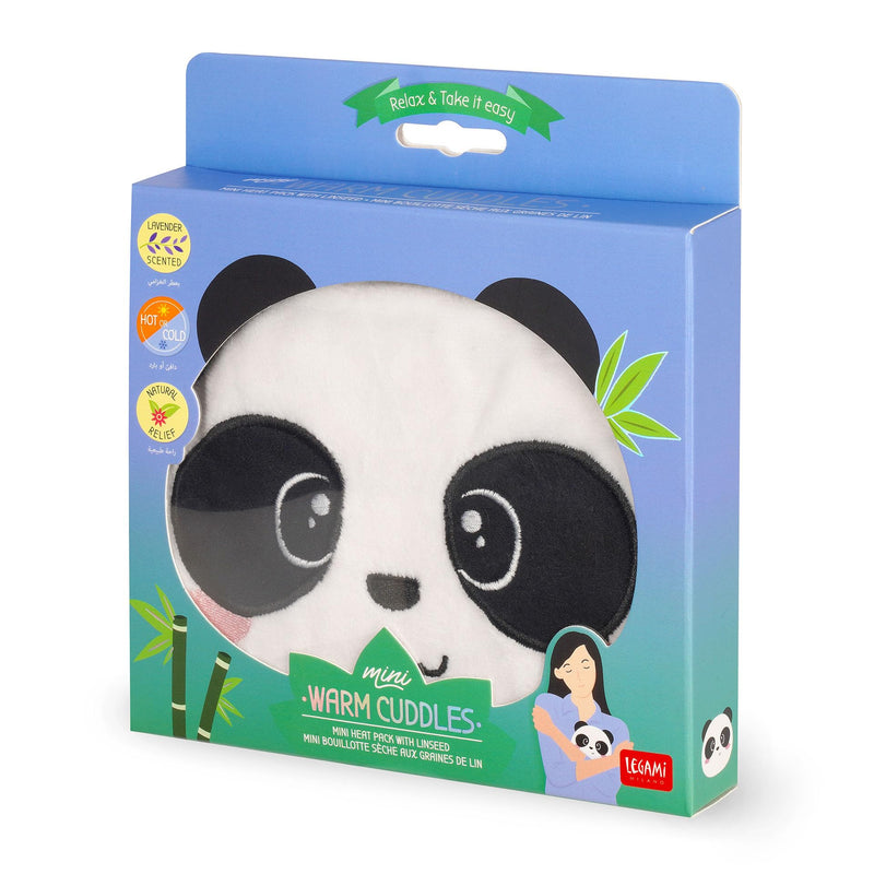 [Australia] - Legami - Mini thermal pillow with flax seeds, warm cuddly toys, in flax seeds, lavender scent, polyester and cotton, relaxation donut, microwave or refrigerator, panda theme, 18 x 19 x 2.5 cm 