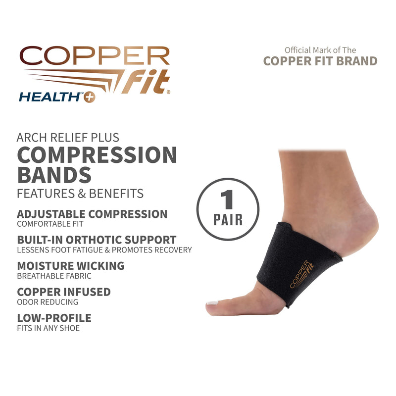 [Australia] - Copper Fit CFACBP Health Unisex Arch Relief Plus with Built-In Orthotic Support, Black 