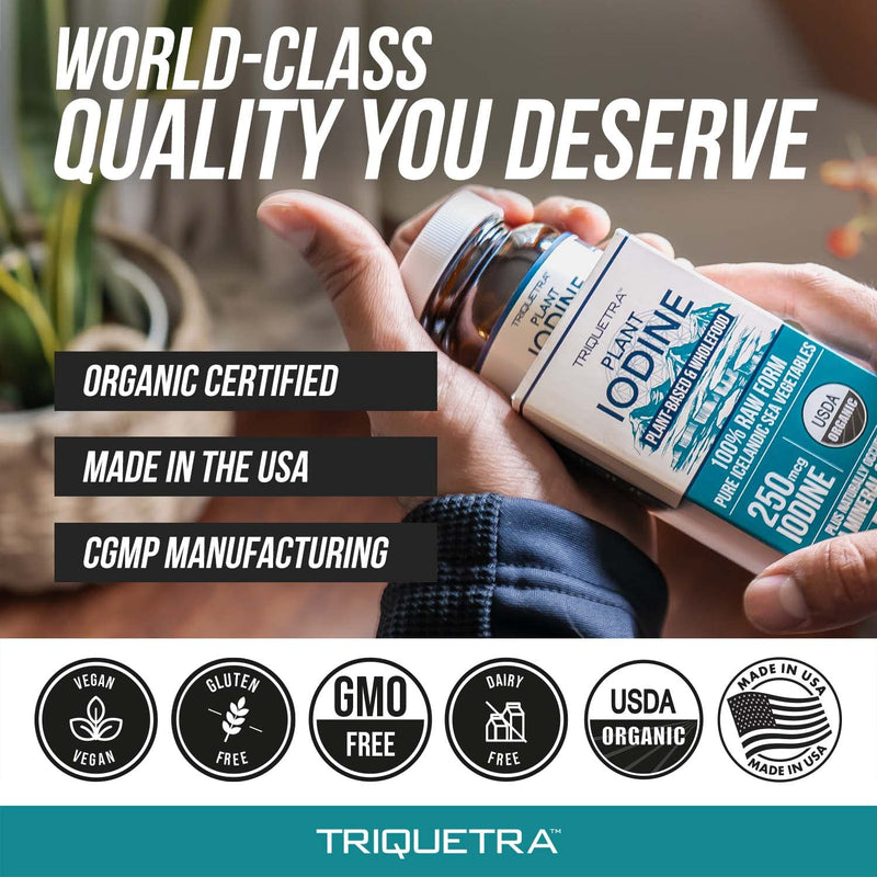 [Australia] - Organic Iodine Supplement from Sea Vegetable Complex, Whole Food & Raw Form - Iodine Plus Trace Mineral Complex – Contains Purest Icelandic Sea Kelp, Irish Moss & Bladderwrack (250 mcg) 60 Count (Pack of 1) 