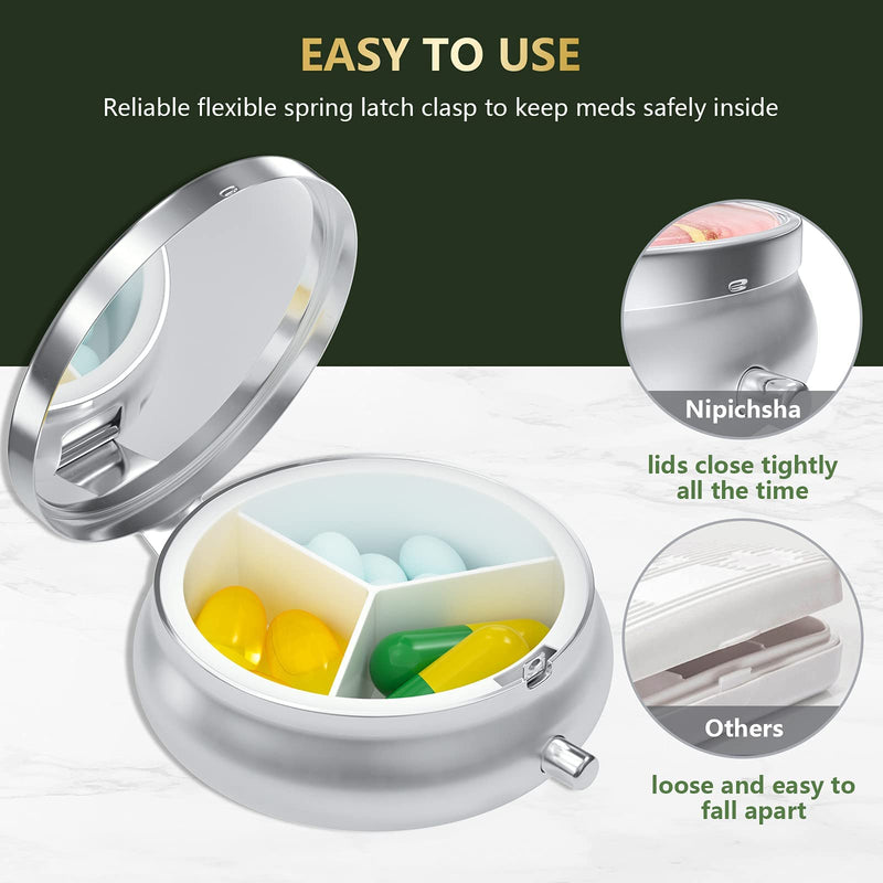 [Australia] - Nipichsha Pill Box, Small Pill Case for Purse & Pocket, Cute Medicine Organizer Travel Pillbox, Portable Pill Container Holder to Hold Vitamins, Medication, Fish Oil and Supplements, Pink Marble 