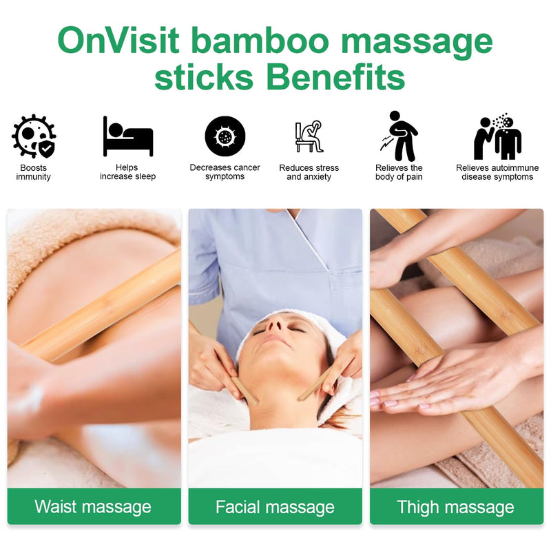 [Australia] - Bamboo Massage Sticks Ergonomic Muscle Relief Tools Portable Therapy Sticks for Deep Tissue Massage, Spa Quality Recovery for Athletes & Home Use, Natural Bamboo Design 