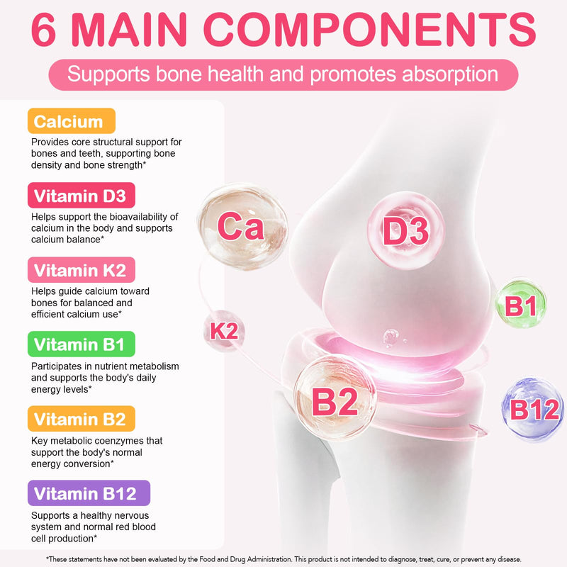 Calcium Supplements Calcium Tablets Calcium Carbonate Supplement for Men & Women 1200mg with Vitamin D3 + K2 + B1 + B2 & B12 – Bone Support Supplement – 120 Softgels