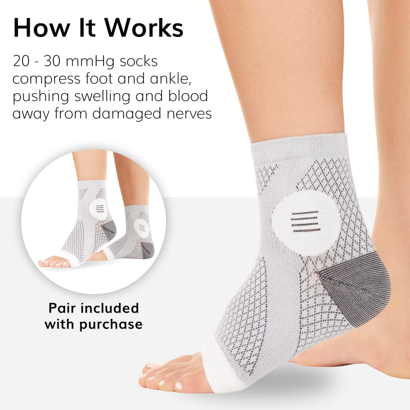 BraceAbility Neuropathy Socks (3 Pairs) - Multipack Peripheral Compression Diabetic Toeless Foot Sleeves for Nerve Damage in Feet, Ankle Gout, Plantar Fasciitis Relief for Men and Women (M - Gray) Medium Gray - Standard - 3 Pairs