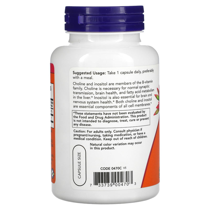 [Australia] - Now Foods Choline & Inositol 500 Mg - 100 Caps 