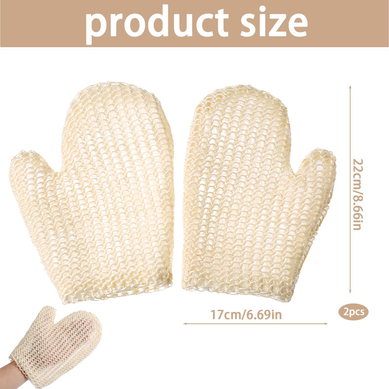 [Australia] - KHDULQ Pack of 2 sisal massage gloves, peeling gloves, exfoliating gloves, hammam gloves, washing gloves, body bath accessories, gentle cleaning and massage for the body, natural peeling gloves 