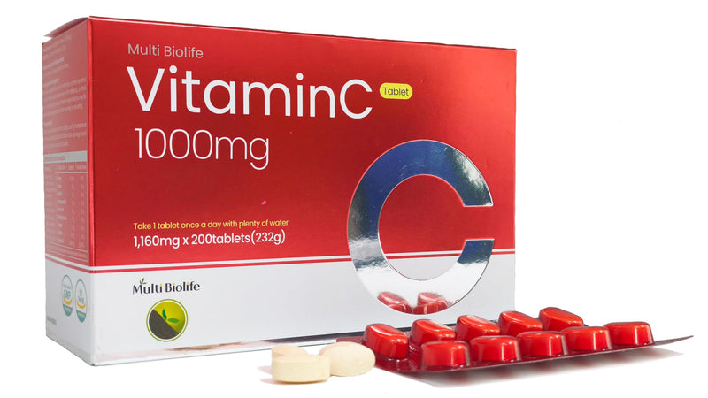 Vitamin C 1000mg (200 Tablets) - Supports a Immune System & Anti-oxidant Protection | Gluten Free - Made in Korea