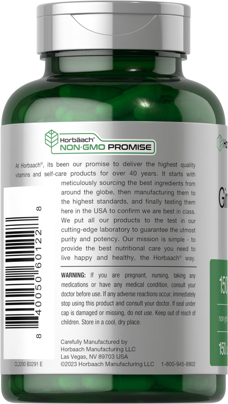 Horbäach Ginger Root Capsules 1500 mg | 150 Pills | Non-GMO, Gluten Free | Ginger Root Extract